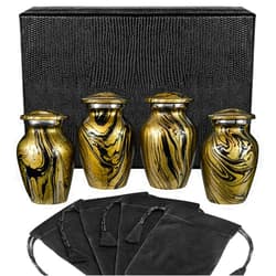 Trupoint Memorials Keepsake Urns for Human Ashes, Cremation Urn for Human Ashes, Decorative Mini Urn for Ashes for Women and Men, Small Urns for Ashes – 4 Keepsake Urns, Marble Golden