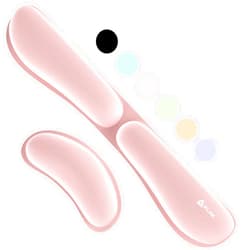 KLIM Mouse & Keyboard Wrist Rest Set - Silky Gel Memory Foam - Ergonomic Wrist Rest for Computer Keyboard, Wrist Pad for Keyboard + Wrist Rest for Mouse - for Gaming and Office - Pain Relief - Pink