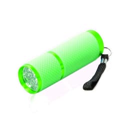 AHIER 9 LED Glow in Dark Flashlights, Rubber Coated Small Flashlights with Straps, Portable Handy Lights for Camping, Hiking, Indoor, Assorted Colors (Green)