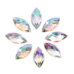 Ejoyous Crystal Rhinestones, 500pcs 7 * 15mm Crystal Acrylic Flat Back Horse Eye Shape Decor, Sparkle Crystal for Clothes Scrapbook and Craft Works Home Decor (White)