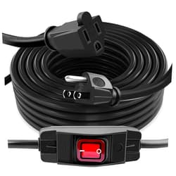 Knoweasy 16 Ft Outdoor Extension Cord with Switch On/Off: 14AWG 3 Prong Waterproof Cord, 15A 125V, Lighted Inline Power Switch for Electrical Equipment - Switched Extension Cord