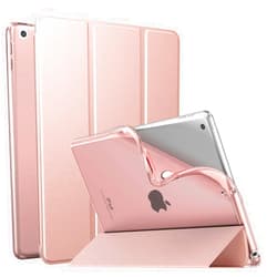 MoKo Case for iPad 9th Generation 2021/ iPad 8th Generation 2020/ iPad 7th Generation 2019, Soft Translucent TPU Frosted Back Cover Slim iPad 10.2 inch Case with Stand, Auto Wake/Sleep, Rose Gold