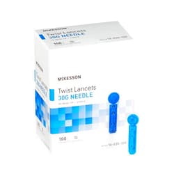 McKesson Twist Lancets - 30G Needle, Ideal for Blood Testing, Blue Lancets for Blood Surgar Testing, 100 Count, 50 Packs, 5000 Total