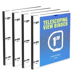 WOT I Telescoping 3 Ring Binder 1 Inch 4PCS, Expandable Flexible Binder - Patented Design for Easy Portability, Holds Up 225 Sheets, Perfect for School, Office&Home Organization, White