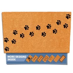 Barnyard Designs Natural Coco Coir Heavy Duty Backing Doormat - Large Cute Non-Slip Front Door Welcome Mat for Outside Entrance or Porch Entry, Brown (Paws / 17