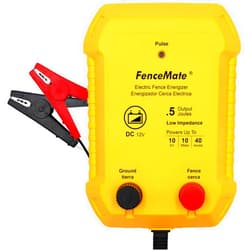 FenceMate Battery Powered Electric Fence Charger Output 0.5J Peak 10 kV, Low Impedance Fence Energizer up to 10 Miles to Contain Poultry, Livestock, Fencer to Protect Homestead, Garden, Pond, Orchard