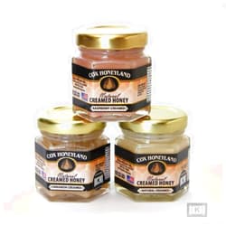 Cox Honeyland and Gifts 2 oz Honey Jar Trio Gift Box (3 Jar Honey Gift Pack)