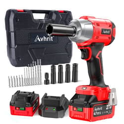 Avhrit Cordless Impact Wrench 1/2 inch, 480Ft-lbs (650Nm) Brushless Power Impact Gun 1/2 drive w/ 4.0Ah Battery, 4 Sockets, 6 Screwdriver Bits, Fast Charger, Electric Impact Wrench for Car Tire