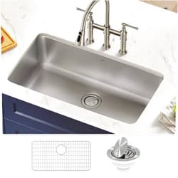 KRAUS Dex 33-inch Undermount 16 Gauge Stainless Steel Single Bowl Kitchen Sink, KA1US33B