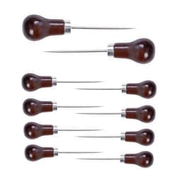 Gin Geomir 10PCS Wooden Handle Scratch Awl Set for Leather Craft, DIY Pin Punching & Marking - Gourd Shape Awl Tools for Sewing, Crafts & Shoe Repair (Style1)