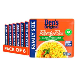 BEN'S ORIGINAL READY RICE Garden Vegetable Medley Flavored Rice, Family Size, 17.3 OZ Pouch (Pack of 6)