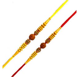 Tuelip Set of 2 Fancy Rudraksh Dessigner Rakhi Thread