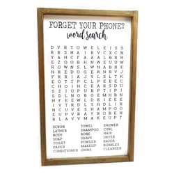 Lavender Inspired Bathroom Word Search Sign - 12x18 Inch (White) - Funny Signs - Half & Guest Bathroom Decor - Housewarming Gifts