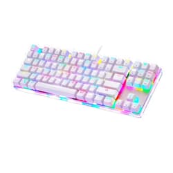 Feiyx LED Backlit Wired Gaming Keyboard and Mechanical Feeling Rainbow Backlight Emitting CharacterAdjustable,for Windows PC Games