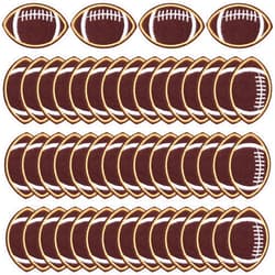 PAGOW 50pcs Football Iron on Patches, Dark Brown Bumble Iron Sew on Embroidered Applique Decoration, Sewing Football Patches for Hats Clothes Bags Jackets Jeans DIY Patches (2.2x1.4 inch)