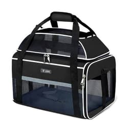 Lekereise Top-Expandable Pet Carrier 17x11x9.5 Inch Alaska Hawaiian Airline Approved Soft Sided Underseat to 12lbs Travel Carriers for Small Cats and Dogs with Locking Safety Zippers Anti-Scratch Mesh