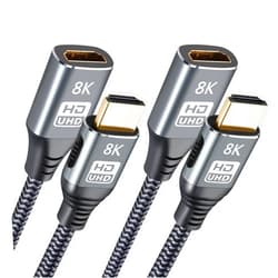 FUJIAXUN 8K HDMI to HDMI Adapter Male to Female Cable 1.5FT,2 Pack HDMI 2.1 8K@60Hz 48Gbps High Speed Compatible with Digital Cameras, Camcorders, Tablets (2, 8K HD M/F 1.5FT)