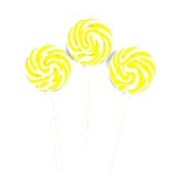Fun Express Yellow Swirl Lollipop Sucker, Bulk Set of 48 Individually Wrapped Pops for Candy Buffets, Graduation Parties, Anniversaries & Weddings
