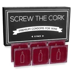 Screw The Cork Condom Style Wine Bottle Stoppers (6 Pack) • Air-Tight Rubber Seal for Fresh Wine • Funny Wine Gifts & Novelty Gag Gift • Great For Bachelorette Parties, Birthdays & Christmas