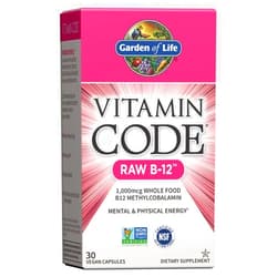 Garden of Life B12 - Vitamin Code Raw B-12 - 30 Capsules, 1,000mcg Whole Food B12 Methylcobalamin for Energy, Vegan Methylcobalamin B12 Vitamin Plus Probiotics and Enzymes, Gluten Free Supplements