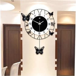 Rosyouth Wall Clock, Butterfly Wall-Mounted Clock, 20 Inch Large Round Wall-Mounted Silent Wall Clocks for Living Room, Bedroom, Office Space
