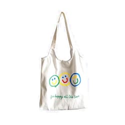 MASHUANG Vest Style Canvas Bag for Women - Smiling Face - Large Capacity Shoulder Tote Bags Handbag Pockets Magnetic Button (Color : Creamy White, Size : 37x36cm)
