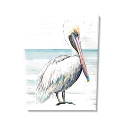 Stupell Industries Rustic Pelican Bird Beach Shoreline Portrait Canvas Wall Art, Design By Patricia Pinto