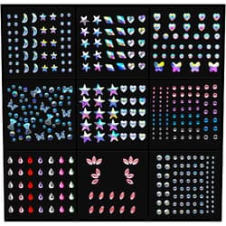 Le Fu Li 9 Sheets Eye Body Face Gems Makeup gems Jewels Rhinestone Stickers Self Adhesive Crystal Rainbow Makeup Diamonds Face Stick Gems for Women Festival Accessory and Nail Art Decorations…