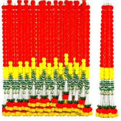 XISFORX 11 Pcs Marigold Garland for Decoration,5 Feet Flower String for Indian American Wedding Party Mantel Decoration,Diwali and Bush Floral Party