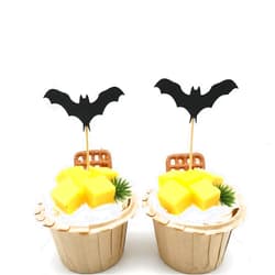 HNFCH 20Pcs Halloween Bat Cupcake Toppers Black Glitter- Bat Cupcake Picks Bat Cake Decor Bat Decorations for Cake Halloween Cake Decorations Halloween Party Decorations