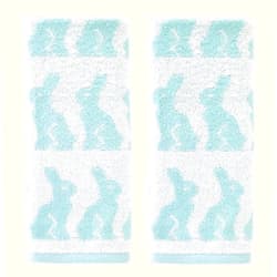SKL Home Easter Bunny Hand Towel 2pc Set for Bath/Kitchen/Bar & Gift, Aqua