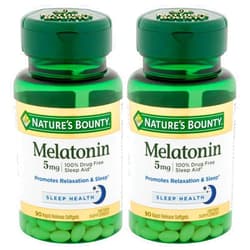 Nature's Bounty Melatonin 5 mg Dietary Supplement Softgels, Twin Pack 60 ea