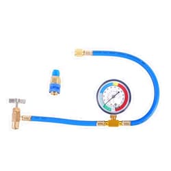 JIFETOR AC Charge Hose with Gauge for R134A, Car HVAC Refrigerant Recharge Kit, Auto Air Conditioning U Charging Hose Low Pressure Measuring Meter with 1/4 inch Fittings, Can Tap, Quick Coupler
