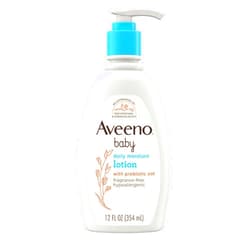 Aveeno Baby Daily Moisture Body Lotion for Delicate Skin, Natural Colloidal Oatmeal & Dimethicone, Hypoallergenic Moisturizing Baby Lotion, Fragrance-, Phthalate- & Paraben-Free, 12 fl. oz