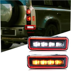 COOLCMP Rear Bumper Light for 2020-2024 Land Rover Defender 90 110 130 LED Rear Fog Lights Trim Reverse Back Reflector Lamp Accessories