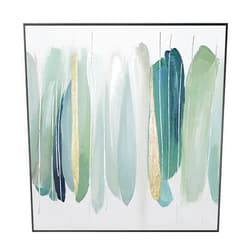ONIJA Hand Painted Nordic Oil Painting Green Golden Foil On Canvas Color Block for Living Room,31inx31in,No Frame