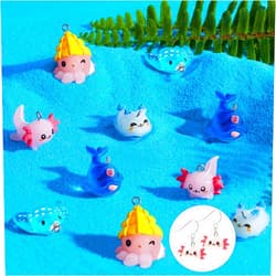 Juexica 10 Pieces Animal Charms for Jewelry Making Sea Axolotl Animal Pendant Mini Resin Ornaments Miniature Resin Figurines DIY Accessories for Earrings Necklace Keychain Bracelet Jewelry Making and Crafting