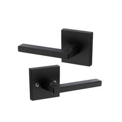 Kwikset 91540-029 Halifax Door Handle Lever with Modern Contemporary Slim Square Design for Home Hallway or Closet Passage in Iron Black