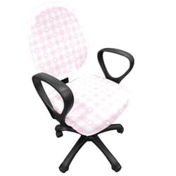 Lunarable Checkered Office Chair Slipcover, Romantic Tartan with Hearts Love Theme Pastel Girly Tones Cartoon Kids, Protective Stretch Decorative Fabric Cover, Standard Size, Pink White