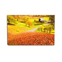 VIUBGCPS Canvas Print Pictures Wall Art Painting Down a Leafy Lane barn in Autumn Stock Pictures Royalty Free Photos Framed & Stretched Posters Ready to Hang Home Decor Artworks - 20x32inch