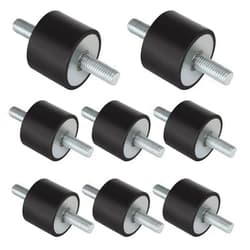 ZIQI 8Pcs M10 Rubber Studs Shock Absorber Anti-Vibration Isolator Mounts, M10-40x30mm Rubber Vibration Isolation Mount with 2 Threaded Studs, for Air Compressors, Pump, Garage Motor, Diesel Engines