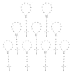 XINHUIDALSQ 50 Baptism Rosary Acrylic Rosary Mini Rosary Suitable for the First Holy Communion Baptism Party Gift Suitable for Recuerditos De Bautismo Christening Favors Decenarios Finger Rosary