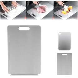 DqsWko Titanium Cutting Boards - Pure Titanium Cutting Boards for Kitchen, Taima Titanium Cutting Board -Cutting Edge Hygiene & Durability Titanium Cutting Mat From ​(15.3 * 11IN), Small, Silver