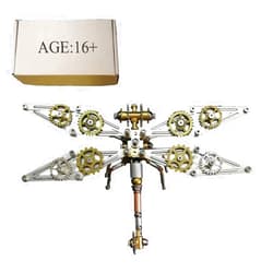 FunXylophy 3D Puzzle Metal for Adult, DIY Mechanical Dragonfly Insect Puzzle Model Kit, Steampunk Collectible Kit Decoration Gift - 200 Pieces