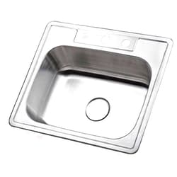Kingston Brass Gourmetier GKTS2520 Self Rimming Single Bowl Kitchen Sink 3 Holes 25-Inch-Length by 22-Inch-Width by 6-Inch-Depth, 22 Gauge, Brushed Stainless Steel