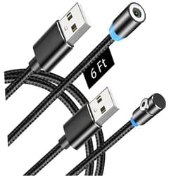 Terasako Magnetic Charging Cable (Not including Magnetic Connector) [ 2-Pack, 6ft ], Terasako 3-in-1 Nylon Braided Cord, Compatible with Mirco USB, Type C and iProduct Device