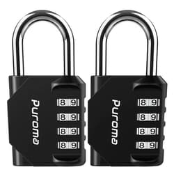 Puroma 2 Pack Combination Lock for Locker 4 Digit Outdoor Waterproof Padlock for School, Gym, Sports, Fence, Toolbox, Gate, Case, Outdoor, Hasp Storage (Black)