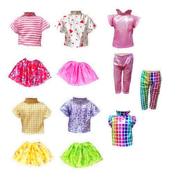 Xunwa 12Pcs Doll Clothes for 14.5 Inch Wellie American Dolls Girl Wisher, Glitter Clothing Outfits for 14 Inch Dolls Girl
