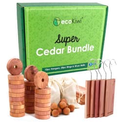 ecoKiwi Cedar Blocks for Clothes Storage Mega Bundle Box - Cedar Hangers x10, Balls x30 & Rings x28-100% Natural Oil Planks & Chips for Closets & Drawers - Aromatic Red Cedar Wood with Sandpaper