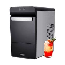Gevi Household V2.0 Countertop Gemi Nugget Ice Maker | Self-Cleaning Pellet Ice Machine | Open and Pour Water Refill | Stainless Steel Housing | Fit Under Wall Cabinet | Black